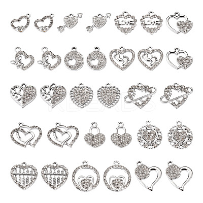 32PCS 16 Style Alloy Rhinestone Pendants ALRI-TA0001-16-1