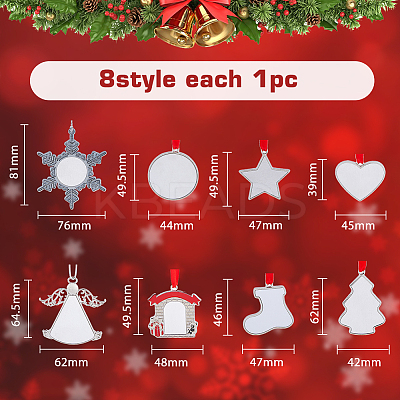 8 Sets 8 Styles Christmas Theme Sublimation Blank Alloy Pendant Decorations DIY-FH0005-64-1