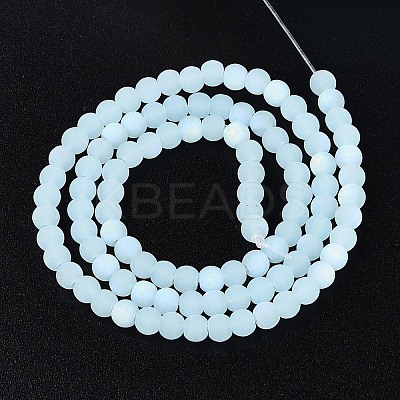 Frosted Imitation Jade Glass Beads Strands GLAA-T032-J4mm-MBB04-1