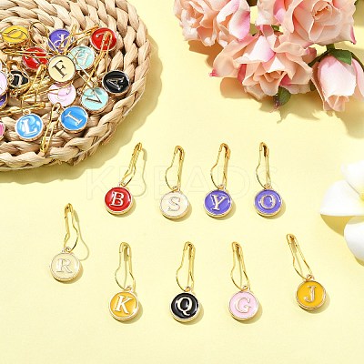 Alloy Enamel Flat Round with Letter A~Z Locking Stitch Marker Sets FIND-CJC0010-113-1