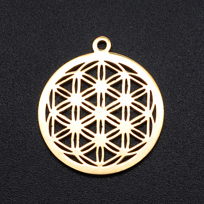 304 Stainless Steel Sacred Geometry Pendants STAS-S105-JN899-2-1