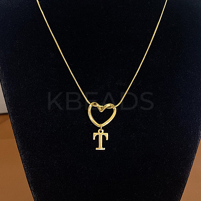 304 Stainless Steel Heart with Initial Pendant Necklaces for Women FS-WG4DC9E-20-1