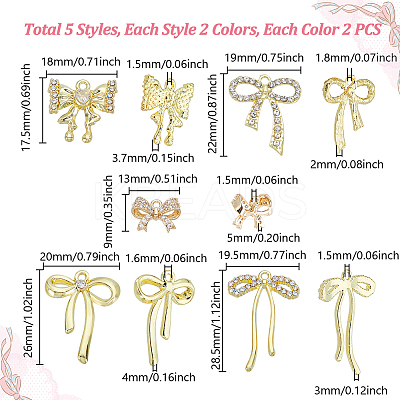 20Pcs 10 Styles Alloy & Brass Rhinestone Pendants FIND-GA0005-09-1