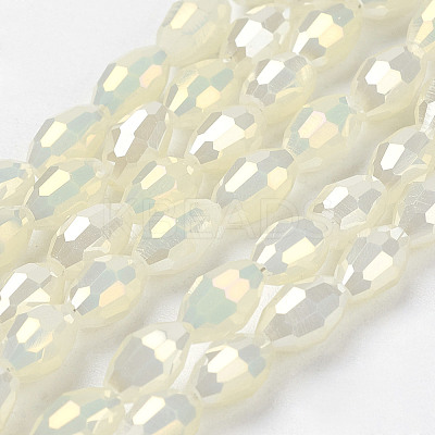 1 Strand Electroplate Glass Beads Strands X-EGLA-J013-4X6mm-F03-1