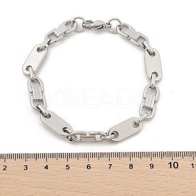 304 Stainless Steel Oval Link Chain Bracelets for Women Men BJEW-F488-57P-1