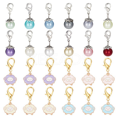 12Pcs Alloy Enamel Sheep Pendant Decorations HJEW-SC0001-22-1