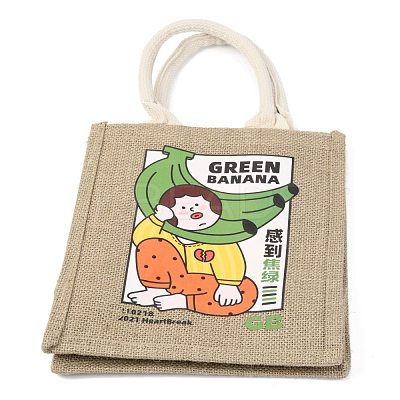 Jute Tote Bags Soft Cotton Handles Laminated Interior ABAG-F003-09D-1