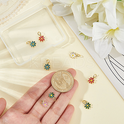 10Pcs 5 Colors Brass Enamel Charms KK-BBC0024-04-1