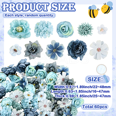 60Pcs Cloth Flower DIY-SP0005-73D-1