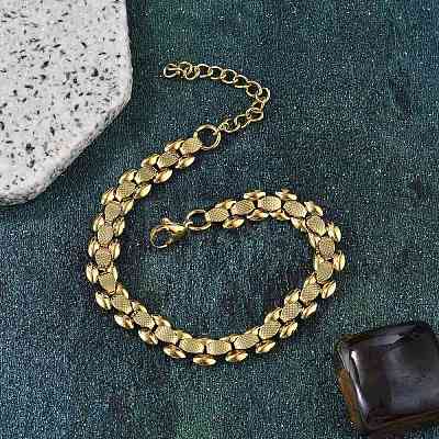 304 Stainless Steel Oval Link Bracelets for Women BJEW-F488-19G-1