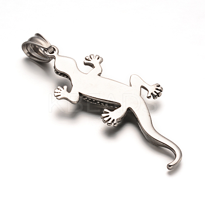 Gecko 304 Stainless Steel Rhinestone Big Pendants STAS-M222-12AS-1