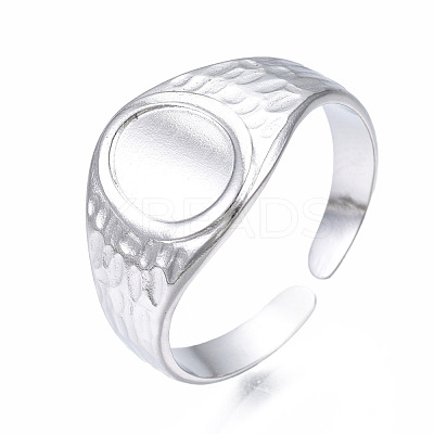 Non-Tarnish 304 Stainless Steel Oval Open Cuff Ring RJEW-T023-54P-1