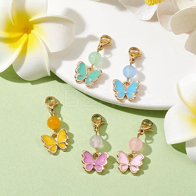 Butterfly Alloy Enamel Pendant Decorations HJEW-JM01776-1