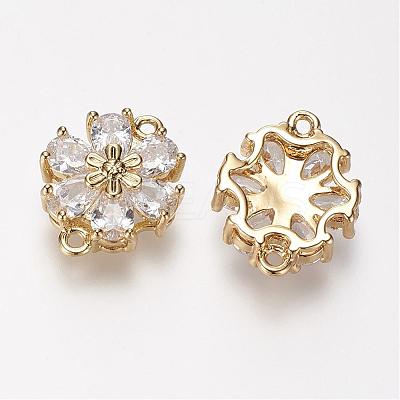 Brass Micro Pave Grade AAA Cubic Zirconia Links ZIRC-G086-17G-NR-1