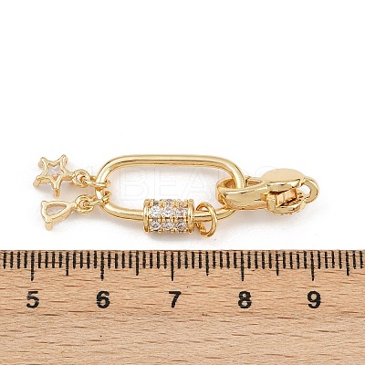 Brass Micro Pave Clear Cubic Zirconia Lobster Claw Clasps KK-U059-56G-1