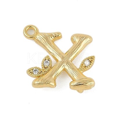 Brass Crystal Rhinestone Letter Links Connector Charms KK-S395-06G-X-1