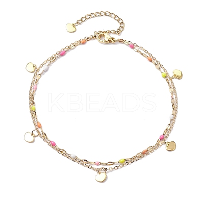 304 Stainless Steel Enamel Link Chains Anklets AJEW-AN00589-01-1