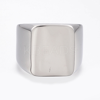 Tarnish Resistant 304 Stainless Steel Signet Band Rings for Men LS-RJEW-G091-16-18mm-P-1