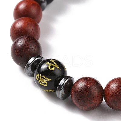 Wooden & Non-magnetic Synthetic Hematite Beaded Bracelet Sets BJEW-JB09063-1