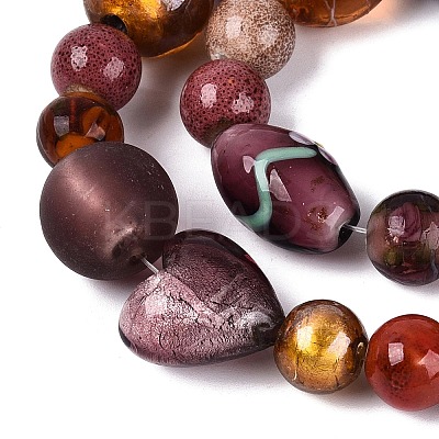 Handmade Foil Glass with Gold Sand Lampwork Beads Strands FOIL-Q002-08E-1