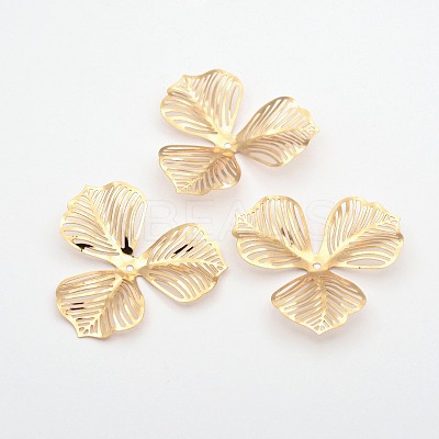 3-Petal Flower Rack Plating Iron Bead Caps IFIN-D071-1
