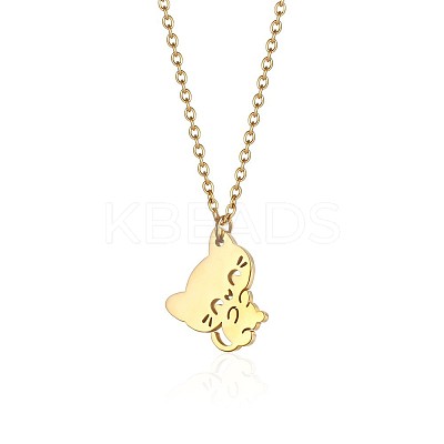 Cute Cartoon Animal 304 Stainless Steel Pendant Necklaces QV5065-1-1