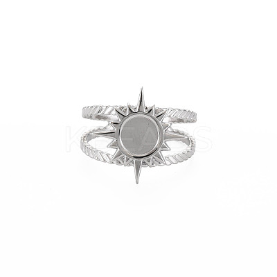 201 Stainless Steel Open Cuff Finger Ring Enamel Settings STAS-S119-159A-P-1