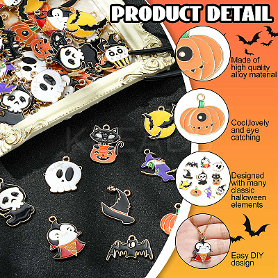 40Pcs 10 Styles Halloween Alloy Enamel Pandants ENAM-CJ0004-14-1