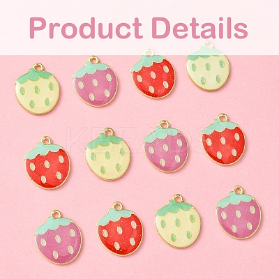 12Pcs 3 Colors Light Gold Plated Alloy Enamel Pendants FIND-FS0002-82-1