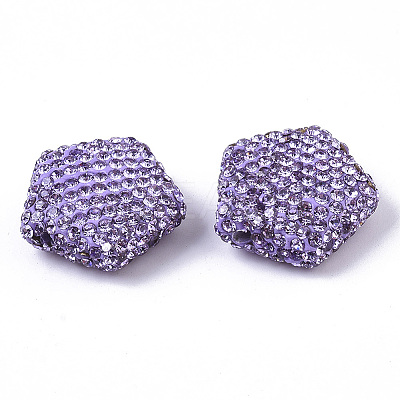 Handmade Polymer Clay Rhinestone Beads RB-T017-06C-1