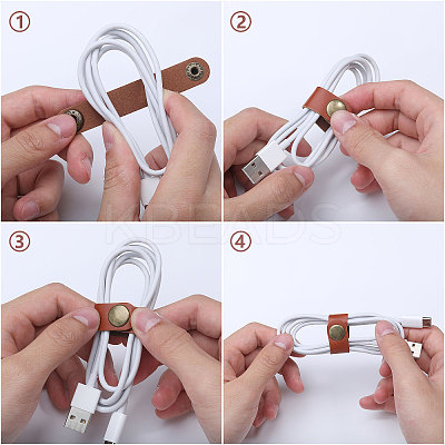 24Pcs 2 Colors PU Leather Cable Zip Ties DIY-CA0006-57-1