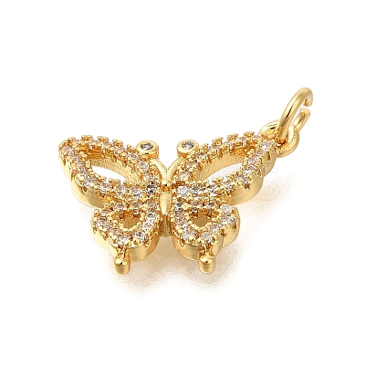Rack Plating Brass Micro Pave Cubic Zirconia Pendants ZIRC-F142-15C-G-1