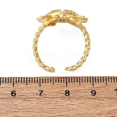 Brass Micro Pave Cubic Zirconia Adjustable Open Cuff Rings for Women RJEW-A072-01B-G-1
