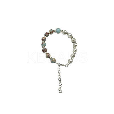 Natural Shoushan Stone Round Beaded Bracelet NC1314-14-1