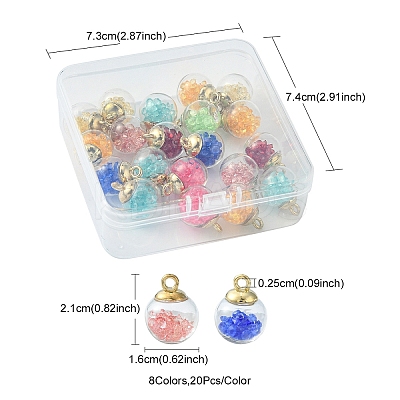 20Pcs Transparent Glass Bottle Pendants GLAA-FS0001-40-1