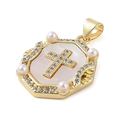 Brass Micro Pave Clear Cubic Zirconia Pendants KK-Q813-16F-G-1