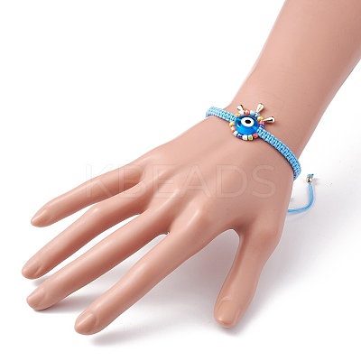 Big Evil Eye Braided Bead Bracelet BJEW-JB07109-05-1