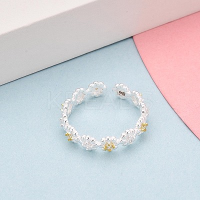 925 Sterling Silver Micro Pave Clear Cubic Zirconia Open Cuff Rings for Women STER-N016-137SG-1