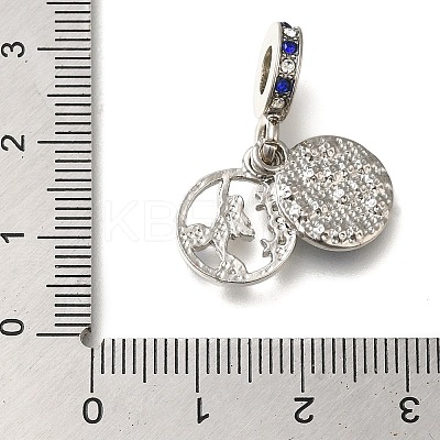 Rack Plating Alloy Rhinestone European Dangle Charms PALLOY-A009-02P-1
