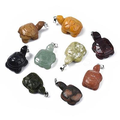 Natural & Synthetic Mixed Gemstone Pendants G-T010-17-1