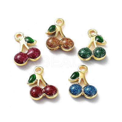 Rack Plating Brass Enamel Pendants KK-CJC0008-02G-1