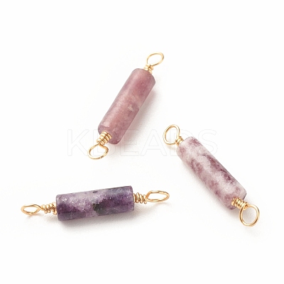 Natural Lepidolite Connector Charms PALLOY-JF01454-09-1