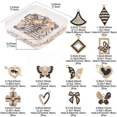 24Pcs 12 Styles Alloy Enamel Pendants ALRI-FS0001-05-1