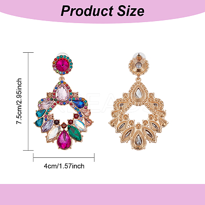 3 Pairs 3 Colors Rhinestone Twist Oval Dangle Stud Earrings EJEW-AN0001-04-1