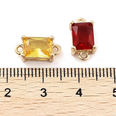Brass Pave Faceted Glass Connector Charms KK-Q811-01-1