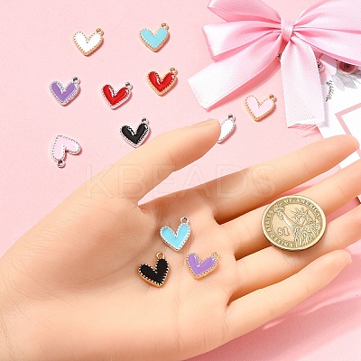 12Pcs 12 Colors Rack Plating Alloy Enamel Charms ENAM-YW0004-94B-1
