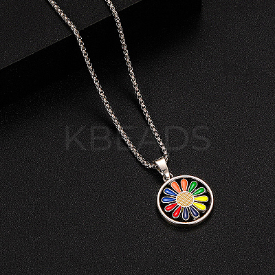 Rotatable Alloy Colorful Enamel Pendant 316 Surgical Stainless Steel Chain Necklaces for Men FS-WG50373-01-1