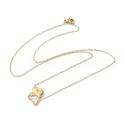 304 Stainless Steel White Enamel & Crystal Rhinestone Dog Pendant Necklaces for Women NJEW-M101-03G-1
