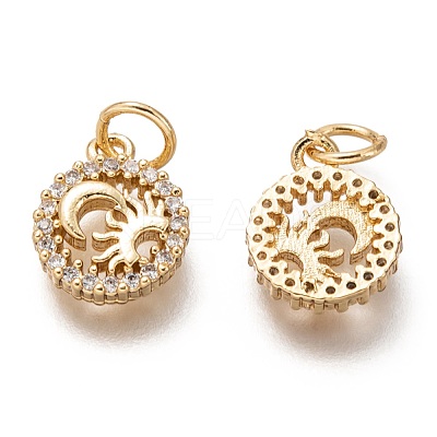 Brass Micro Pave Clear Cubic Zirconia Charms ZIRC-C020-70G-1