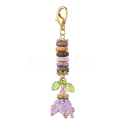 Natural Lava Rock Beads Pendant Decorations HJEW-MZ00042-02-1